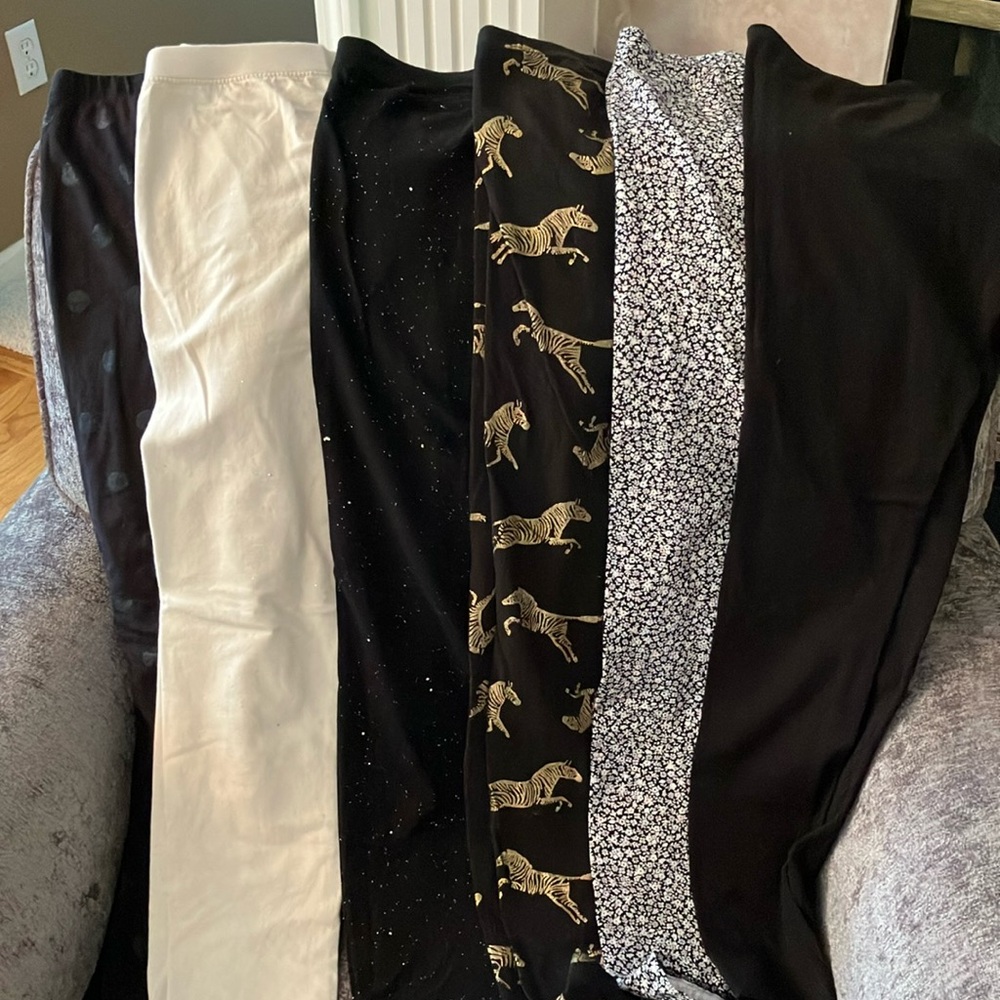 XL legging LOT—mix of brands. Girls 14-16, black and ivory patterned